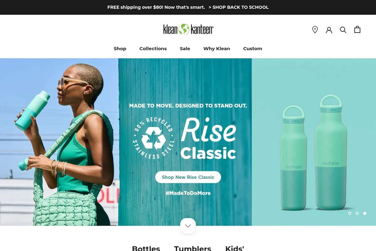 Screenshot of Klean Kanteen homepage