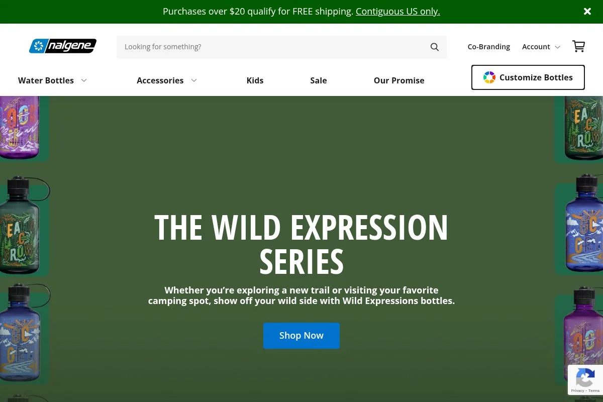 Screenshot of Nalgene homepage